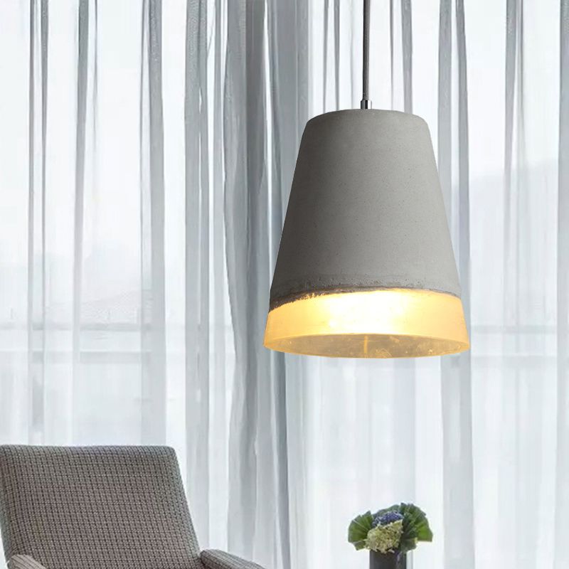 Cement Empire Shade Pendant Lighting Dining Room 1 Light Modern Simple Hanging Lamp in Gray