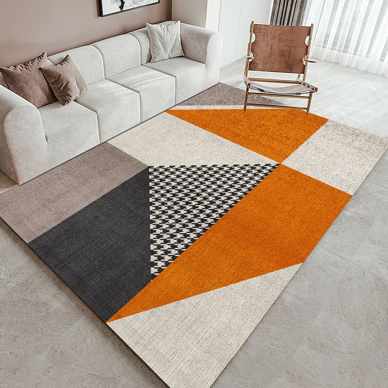 Modern Geometric Print Rug Polyester Area Rug Non-Slip Backing Indoor Carpet for Living Room