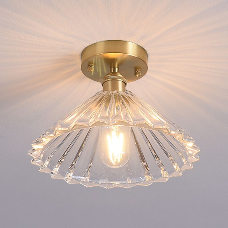 Shaded Glass Semi Flush Mount Light Fixture Nordic Style Brass Semi Flush Light Fixture