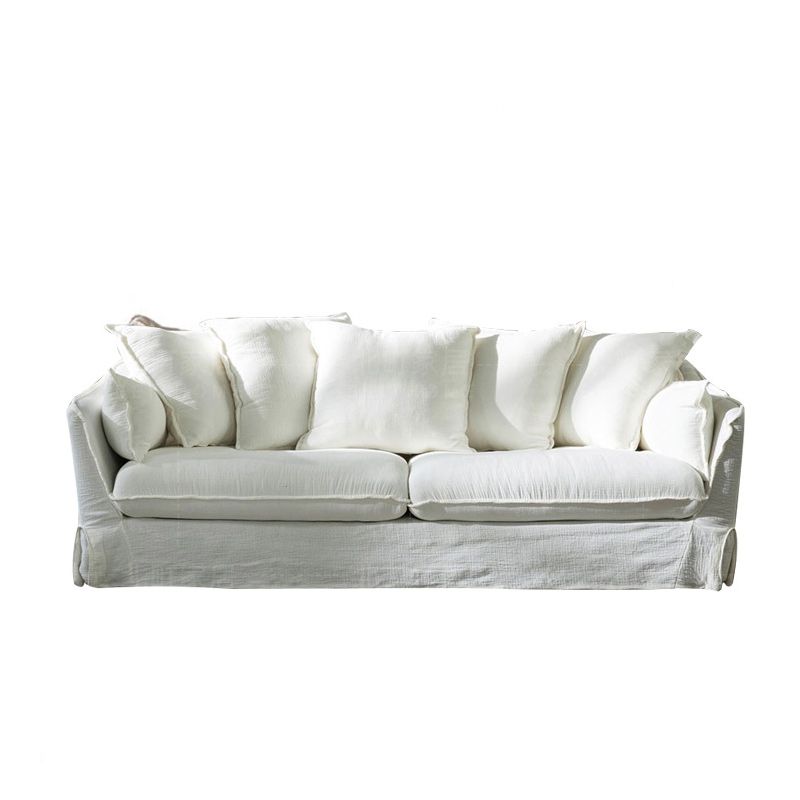 Modern Sloped Arm Sofa with Bolster Pillows for Living Room, Stain Resistant