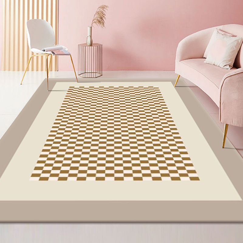 Classical Plaid Print Area Rug Friendly Washable Carpet Anti-Slip Area Rug for Home Decor