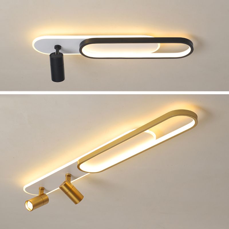 Lámpara de techo de metal de estilo moderno con montaje empotrado LED de pasillo oblongo y lámpara ajustable