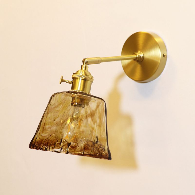 Glass Shaded Lighting Contemporary Golden Wall Light for Room