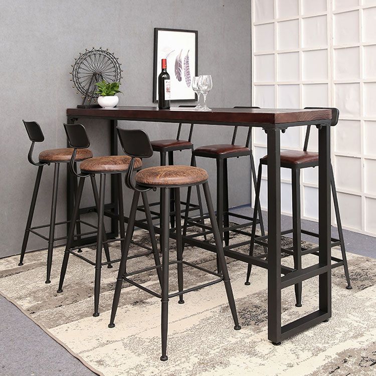 Contemporary Bar Stools Armless Dining Stools with Black Metal Base