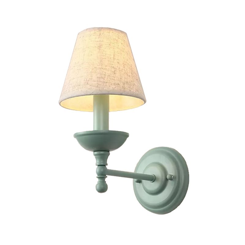 Tapered Shade Corridor Wall Sconce Metal 1 Light Nordic Style Wall Light in Green