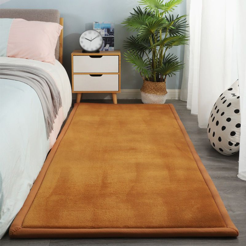 Contemporary Bedroom Rug Multi Color Solid Area Carpet Polyster Pet Friendly Anti-Slip Backing Rug