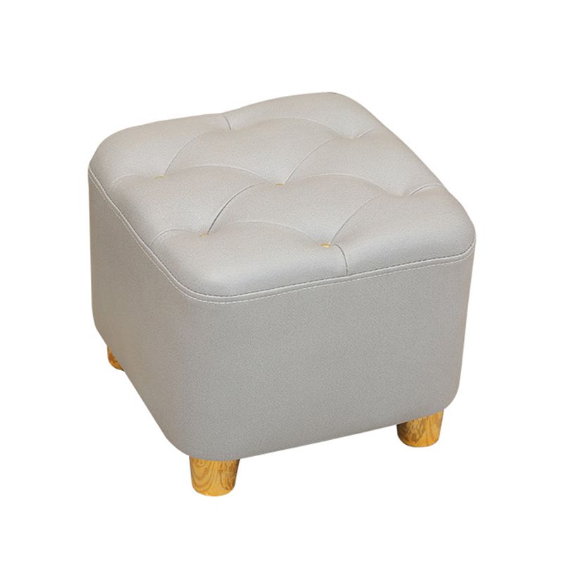 Modern Square Standard Stain Resistant Line Leather Pouf for Living Room