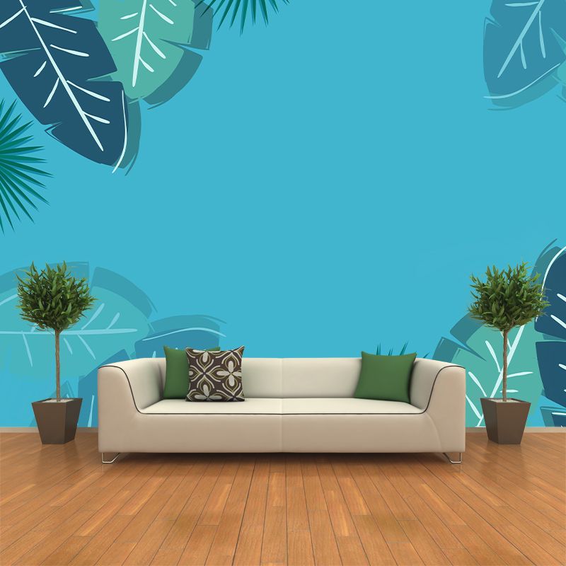 Tropical Leaves Plants Mural Modern Stain Resistant Wall Art for Living Room