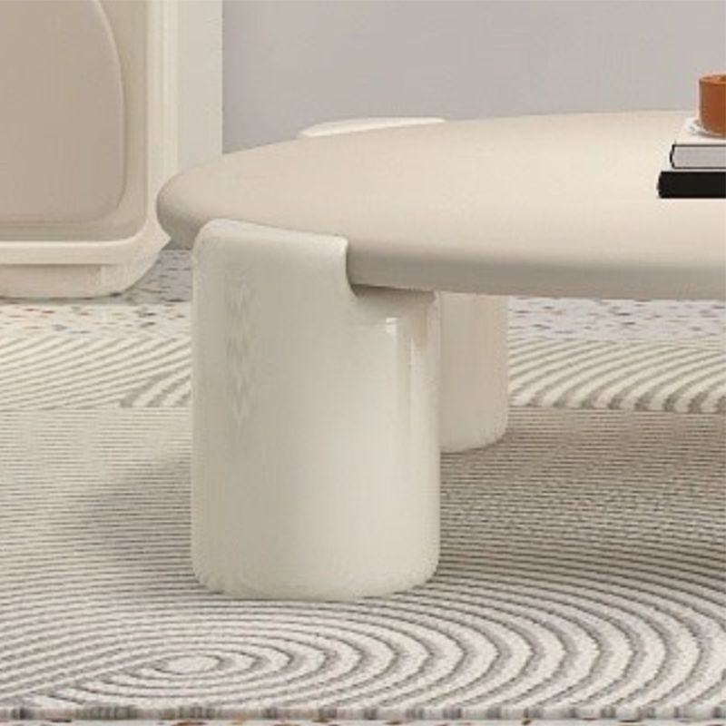 Contemporary Round Beige Coffee Table with 4 Legs Wooden Coffee Table