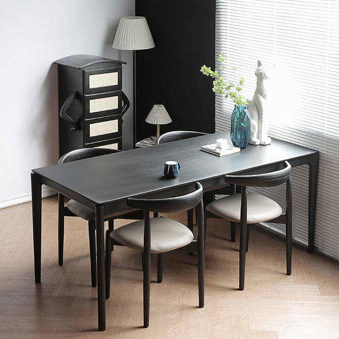 Modern Black Dining Set 1/2/5 Pieces Rectangle Indoor Wood Legs Dinette Set