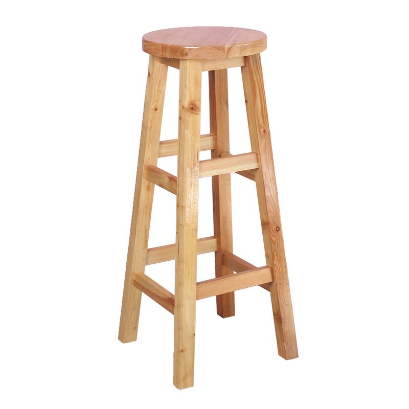 Moderner armloser Rückenloser Thekenhocker Holz Café Barhocker mit Holzsitz, 1 Stück