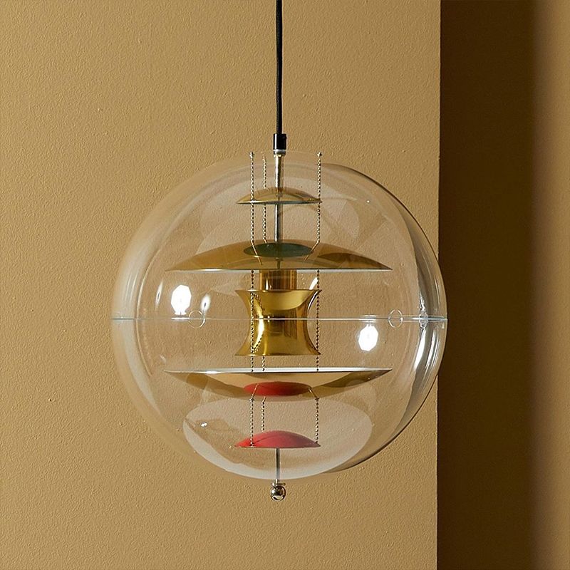 Global Ceiling Pendant Modernity Clear Glass 1 Light Down Lighting with Inner Layered Shade
