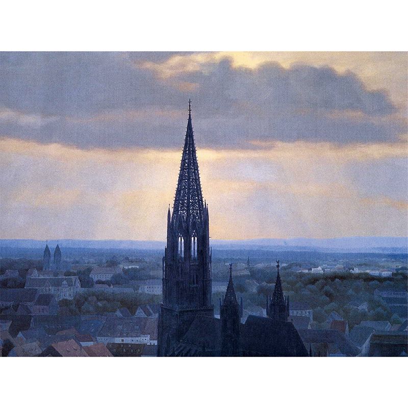 Blue City Buildings Mural Wallpaper for Decoration Modern Playroom Wall Covering