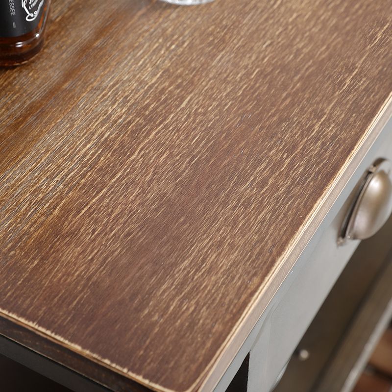 35.43" High Rolling Industrial Kitchen Trolley Wooden Kitchen Trolley for Dining Room