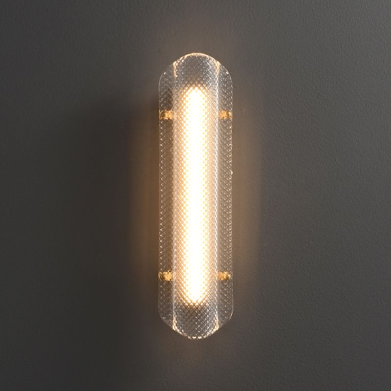 LED Modern Metal Wall Sconce Geometric Shape Wall Light with Glass Shade for Bedroom