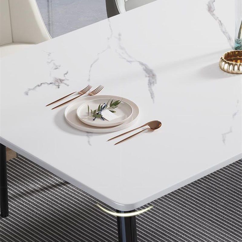 Stone Rectangle Industrial Table Standard Height Dining Table with 4 Legs