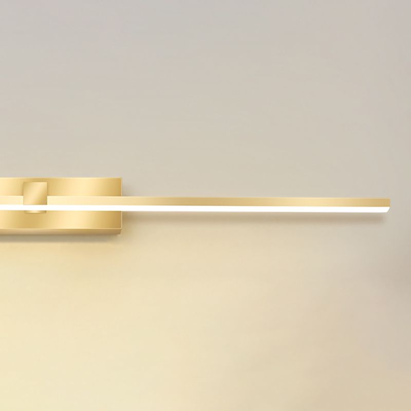 Strip Minimalist Mirror Light Nordic Style LED Wall Sconce in Gold for Bathroom
