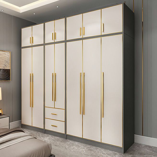 Contemporary Wardrobe Closet with Shelves Engineered Wood Wardrobe Armoire