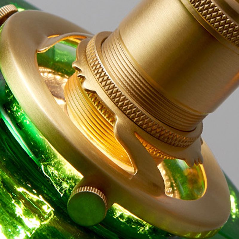Zeitgenössische grüne Glasanhänger Beleuchtung 1 Kopfhängerlampe für Esszimmer