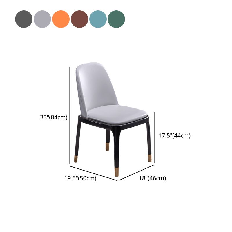 Modern Style Side Chair Leather Indoor Dining Chair with Wooden Legs