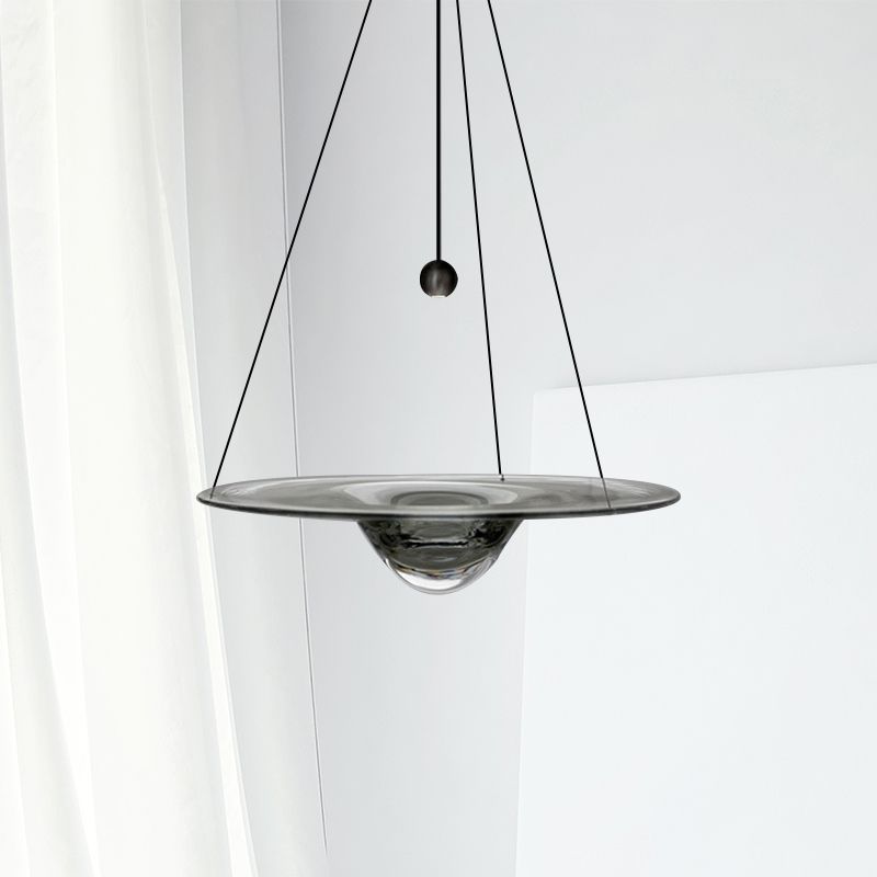 Luz de colgante colgante de sombrero Contemporáneo Clear Glass 1 Cabeza de comedor Luz de suspensión