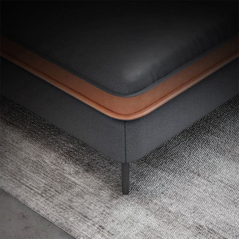 Nordic Faux Leather Stationary Living Room Square Arm Sofa Chaise