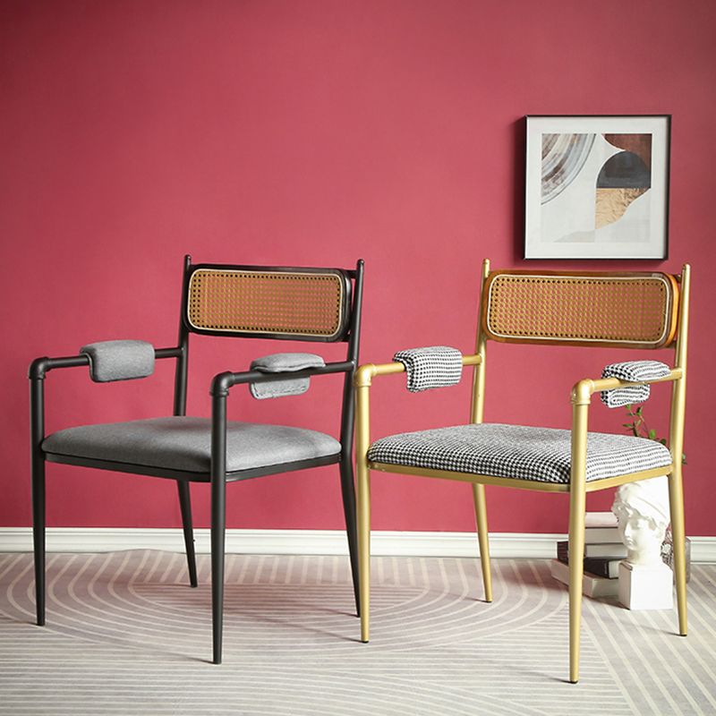 Sillas de comedor nórdicas con respaldo abierto, silla lateral para cocina con patas de metal