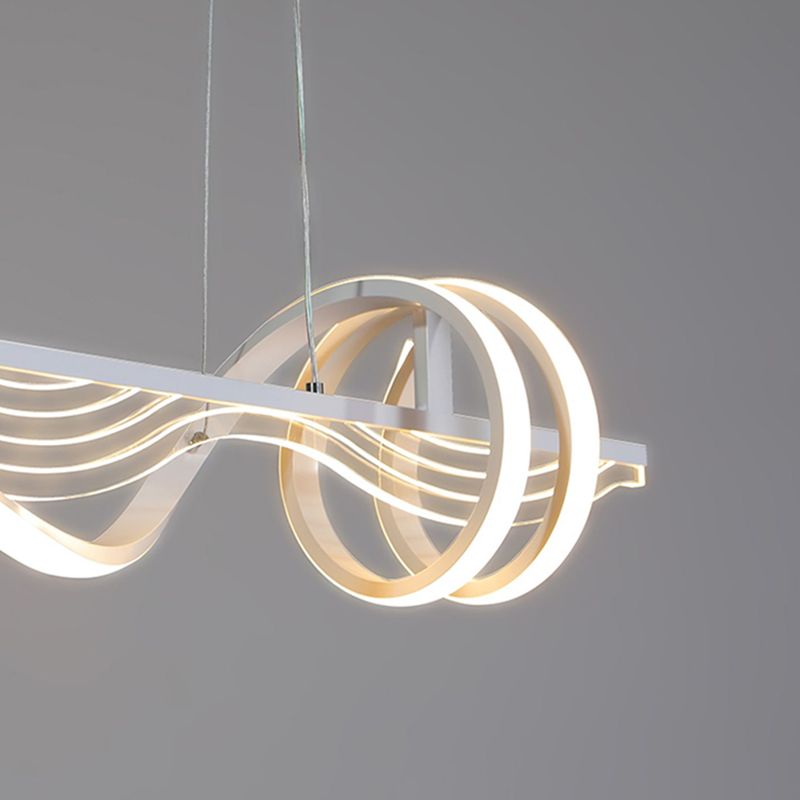 Strip Shape Island Lamp LED Island Hanging Lamp with Silica Gel Shade for Dining Room