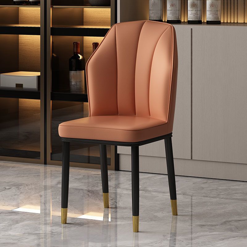 Faux Leather Side Chair Wingback Armless Chair for Dining Room