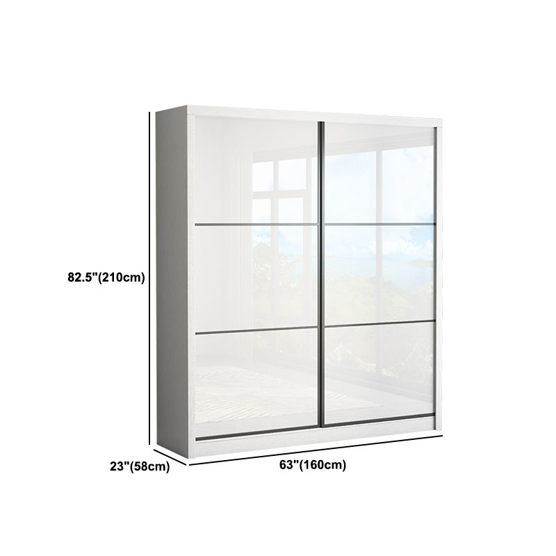 White Engineered Wood Wardrobe Closet Contemporary Storage Cabinet
