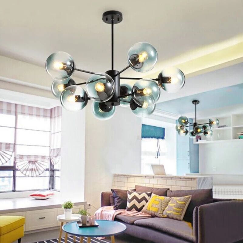 Moderner Globe Kronleuchter Lichter Glas Kronleuchterleuchte für Wohnzimmer
