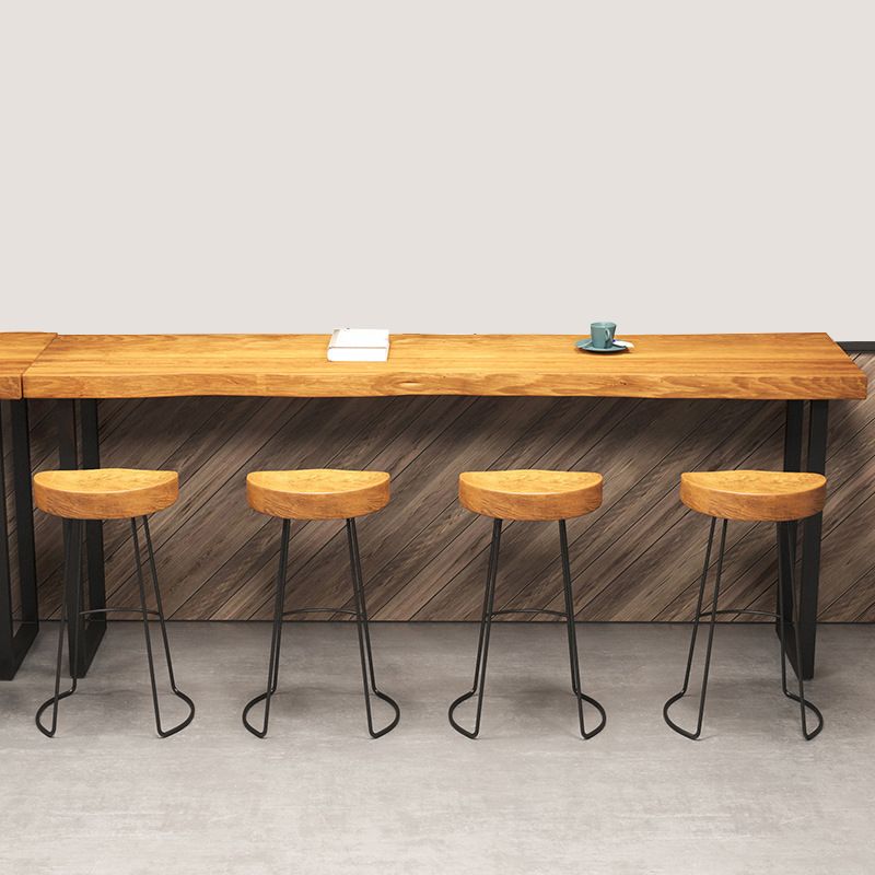 Industrial Rectangle Pub Table Set 1/2/5 Pieces Wooden Bar Table with Backless Stools