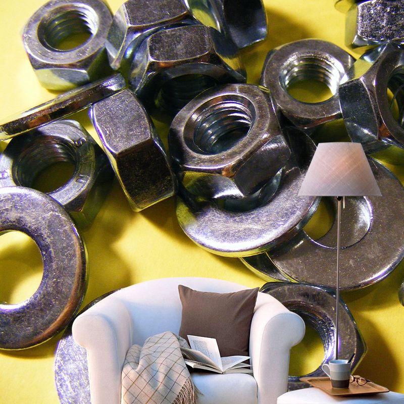 Metal Mural Wallpaper Contemporary Wall Covering for Living Room, Waterproofing