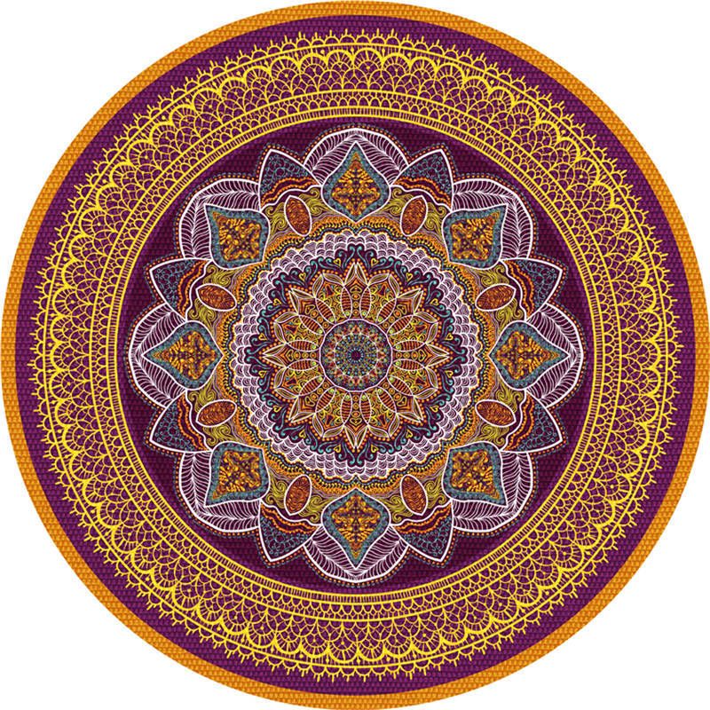 Moroccan Living Room Rug Multi-Color Flower Rug Polyester Machine Washable Stain Resistant Non-Slip Backing Area Carpet