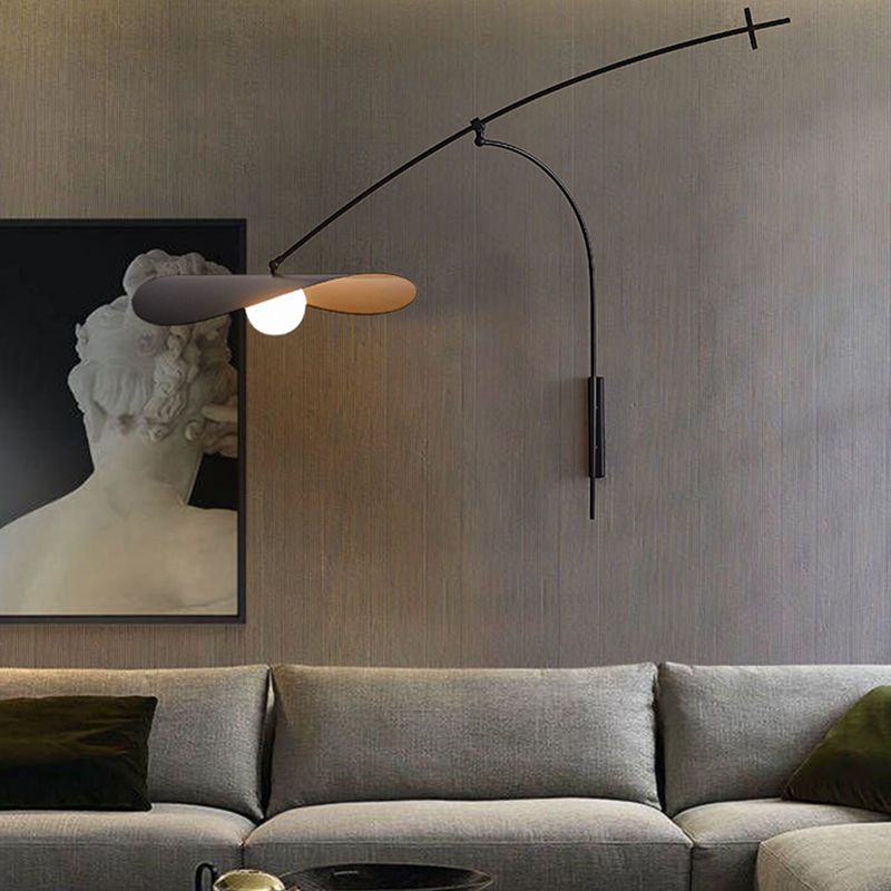 Nordic Style Metal Wall Sconce Adjustable Hat Shape Wall Light for Living Room