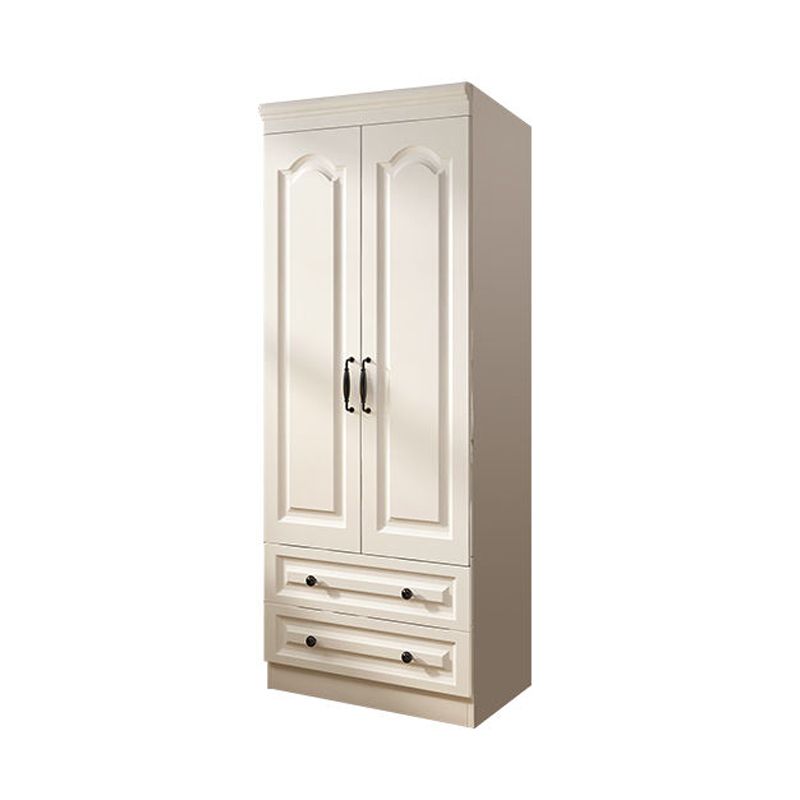 Contemporary White Wardrobe Cabinet Engineered Wood Storage Cabinet