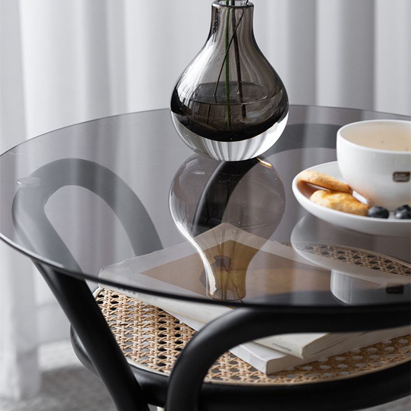 20.47" Tall Abstract Side Table Glass Top Sofa Side Accent Table