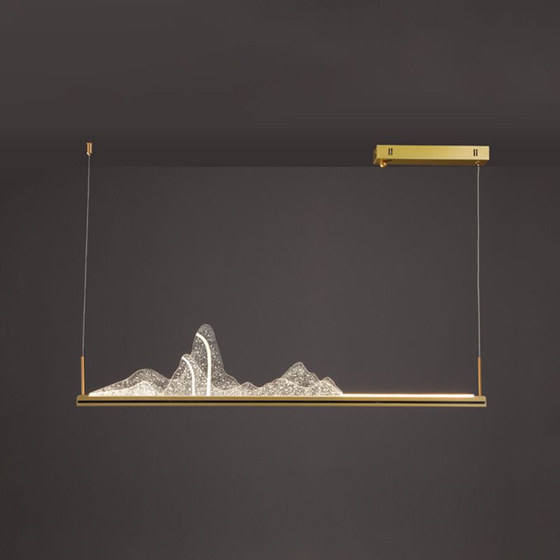 Modern Style Linear Shape Island Lighting Idea Metal 1 Light Island Pendant in Gold
