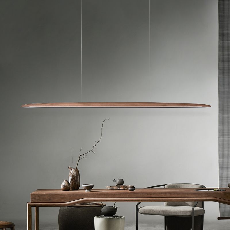 Walnut Island Lighting Fixture Modern 1-Head Restaurant Suspension Lamp with Acrylic Shade