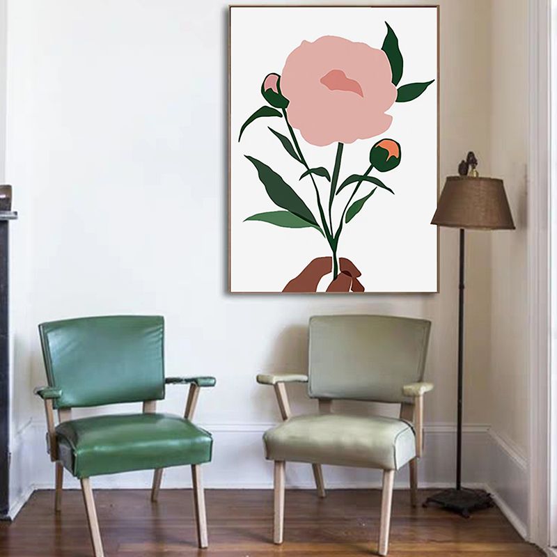 Pastellfarbener Leinwanddruck im nordischen Stil, Vase und Blumen-Wandkunst-Dekor für die Küche