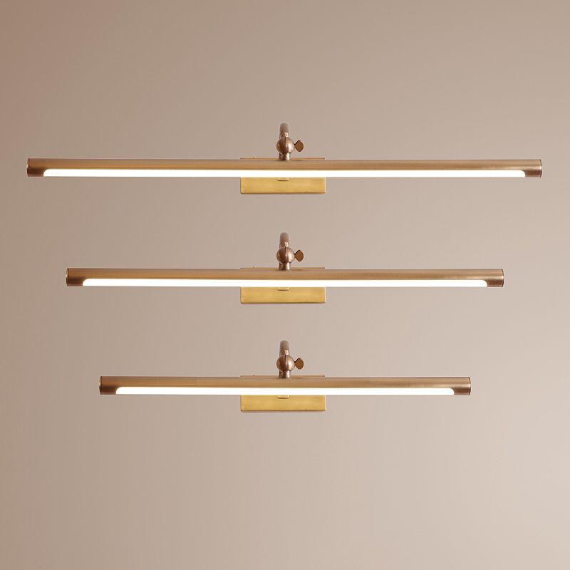 1-Light Metal Linear Wall Lighting Modern Style Wall Mirror Mount Light Fixture in Brass