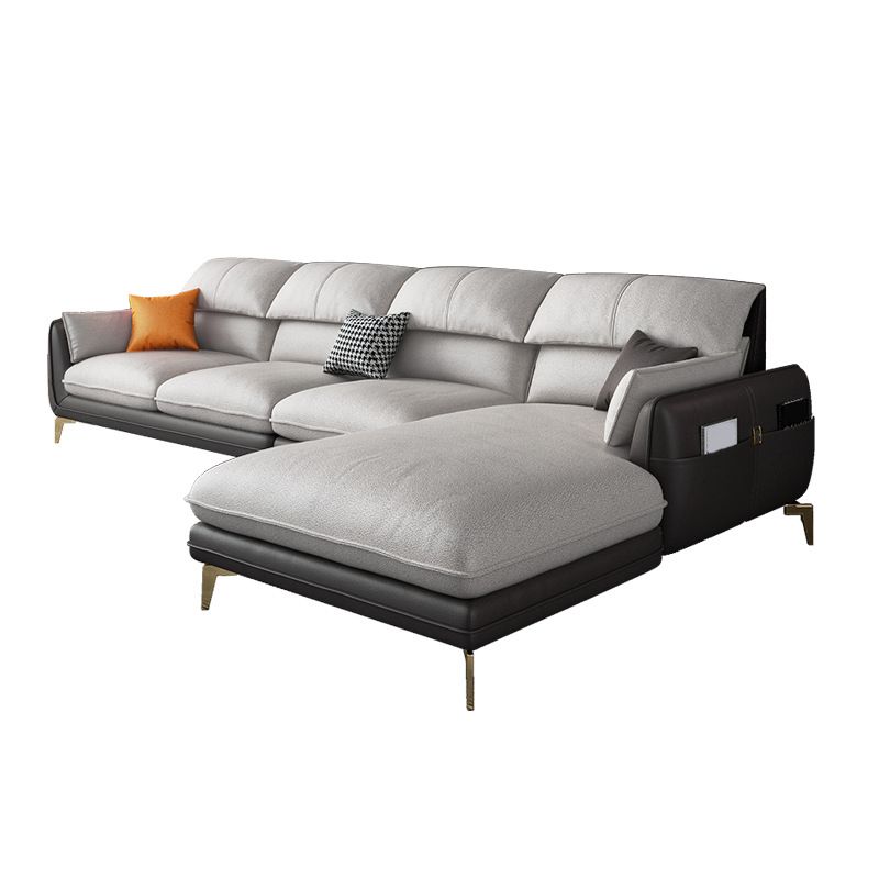 Scandinavian Faux Leather L-Shape Sectional with Storage for Living Room