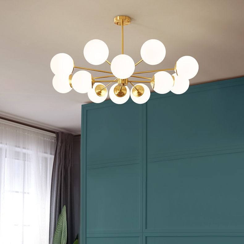 White Glass Global Hanging Chandelier Modern Style Multi Lights Ceiling Pendant Light