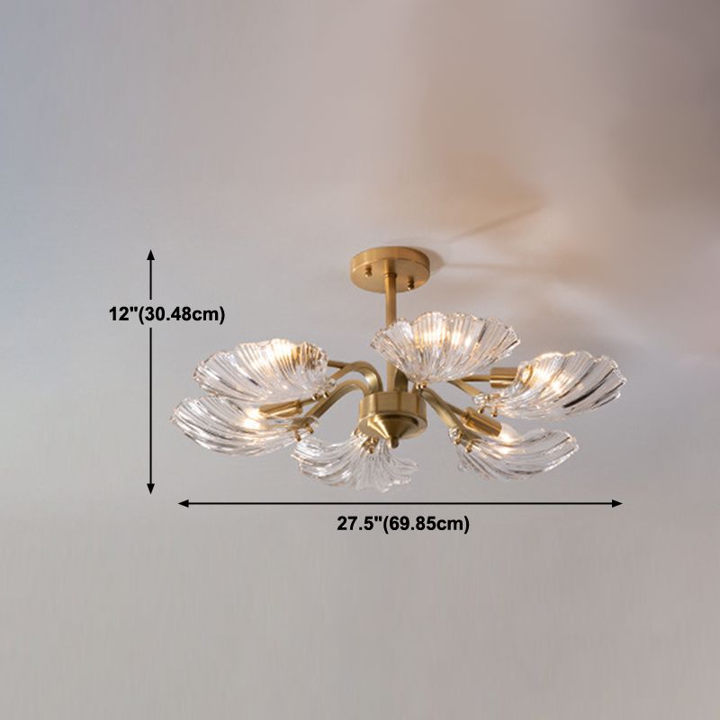 Contemporary Shell-Shaped Flush Light Fixture Glass Flush Mount Ceiling Light in Gold