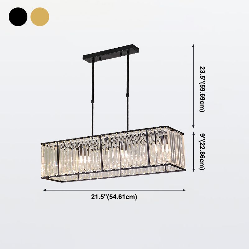 Modern Rectangle Shade Island Pendant Crystal Island Lights for Dinning Room