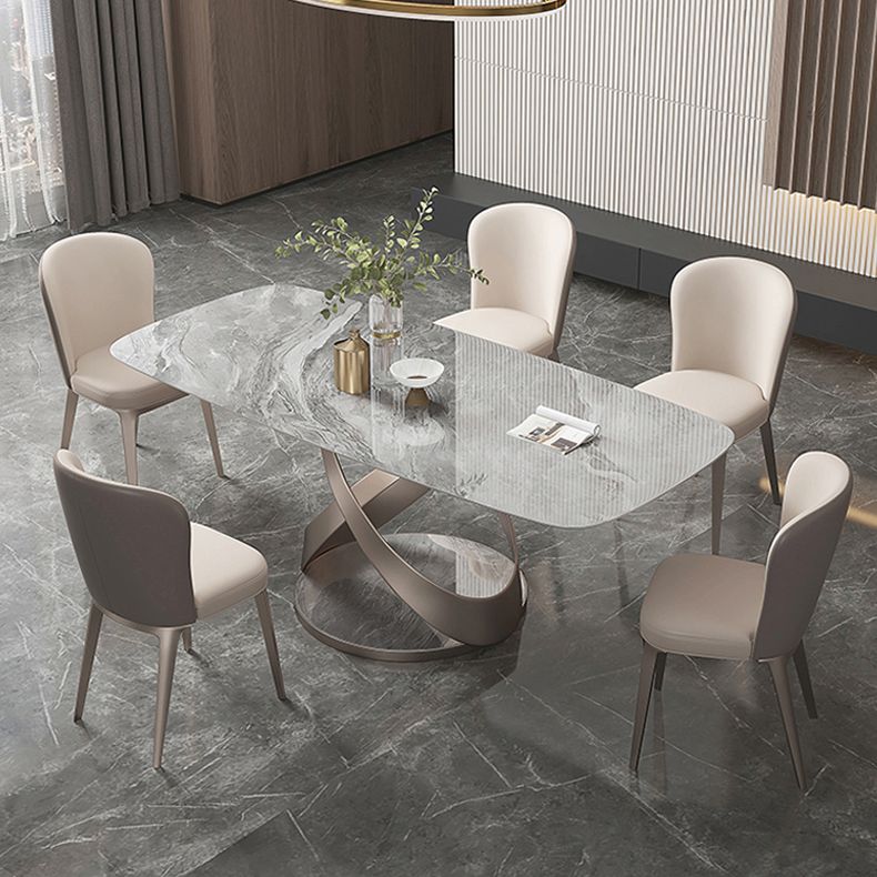 Mesa de comedor de rectángulo de lujo tradicional colección de comedor de pedestal de piedra