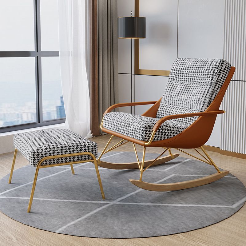 Glam Style Mother Feeding Sofa Rocking Chair Indoor Rocking Chair with Ottoman