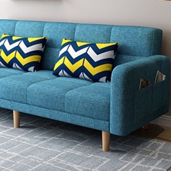 Contemporary Square Arm Sleeper Sofa Biscuit Back Convertible Sofa for Living Room