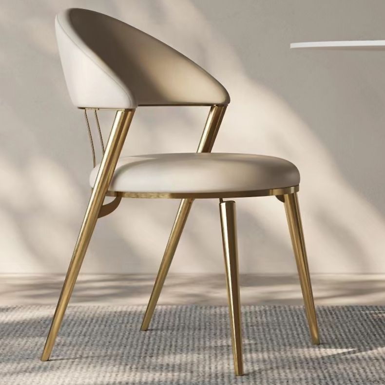 Upholstered Side Chair Nordic Style Open Back Armless Chair in Grey