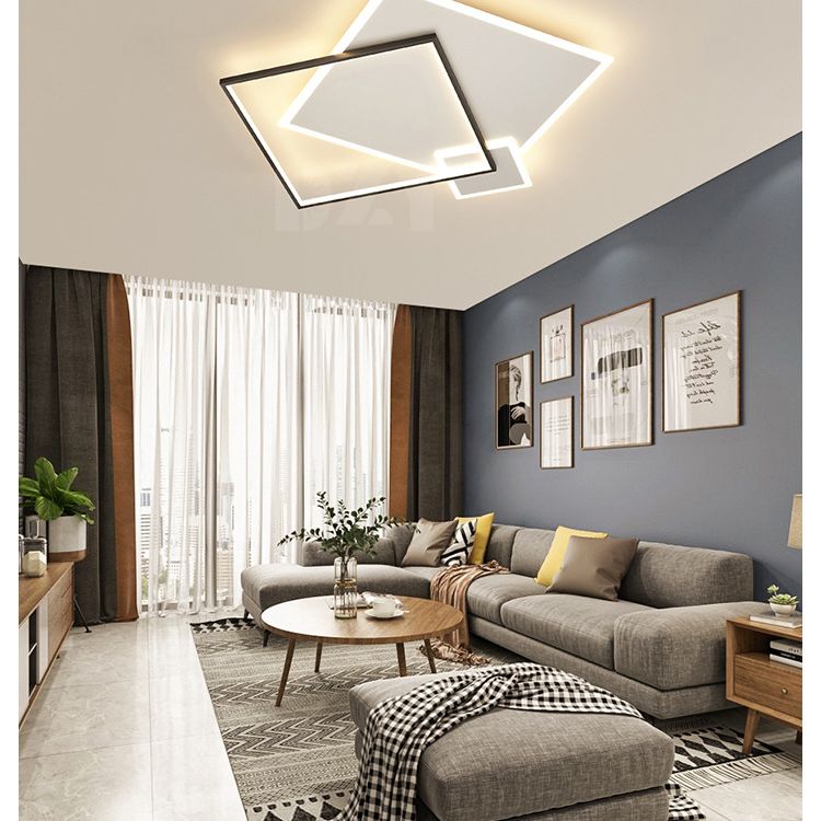 Concise Modern LED Flush Mount Chandelier Metal Multi Quadrate Flush Light for Living Room